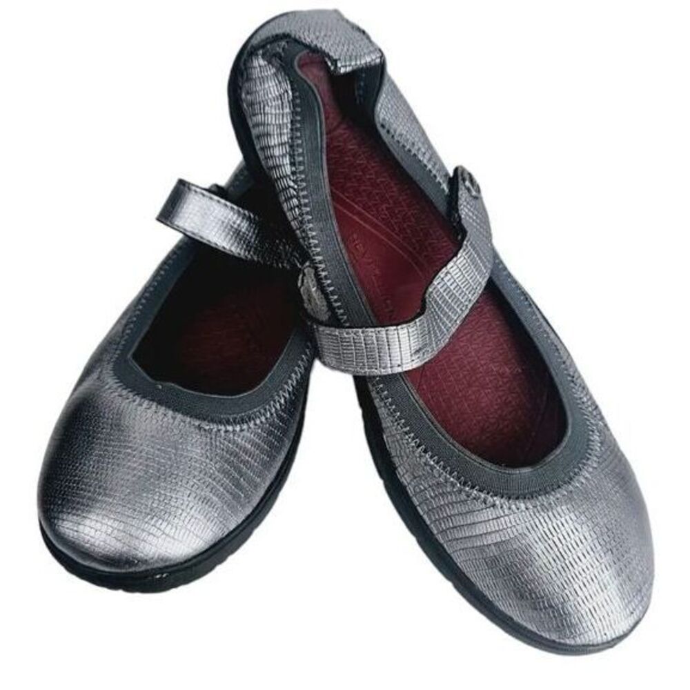 Revitalign Driftwood Pewter Snake Leather Mary‎ Jane Flat Size 7.5